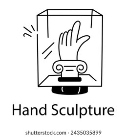 An outline icon of hand sculpture display 