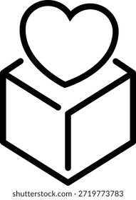 Icono de contorno de la caja del corazón
