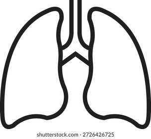 Ícone de contorno de pulmões humanos representando o sistema respiratório e a saúde