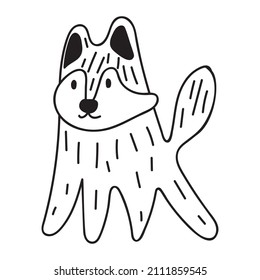 Outline icon. Husky dog. Vector illustration on white background. 