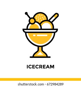 Outline icon ICECREAM. Vector line icons suitable for info graphics, print media and interfaces