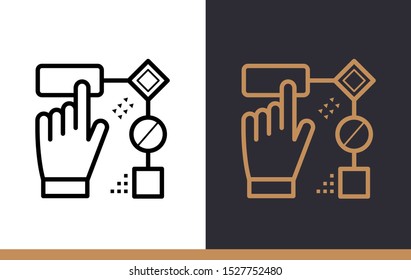 Outline icon of Interaction. Virtual and augmented reality gadgets. Suitable for banners, mobile application, website, interfaces and prints