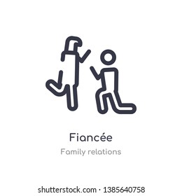 fiancée outline icon. isolated line vector illustration from family relations collection. editable thin stroke fiancée icon on white background