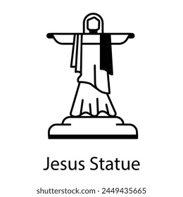 An outline icon of jesus statue