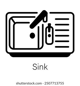 An outline icon of kitchen sink 