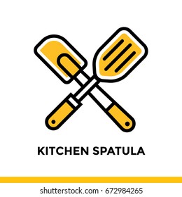 Outline icon Kitchen spatula of bakery, cooking. Vector line icons suitable for info graphics, print media and interfaces