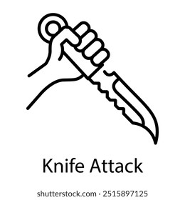 Un icono de contorno de ataque con cuchillo 