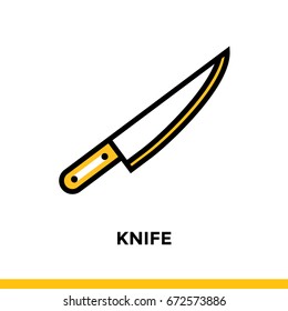 Outline icon KNIFE of bakery, cooking. Vector line icons suitable for info graphics, print media and interfaces