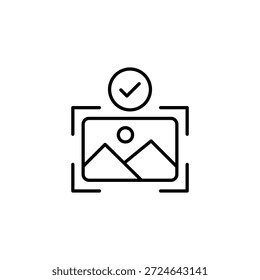 Outline Icon Of Landscape Image With Checkmark Symbol