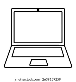 Outline Icon of a Laptop Computer featuring a thick, bold stroke style with minimal design symbol vector illustration.