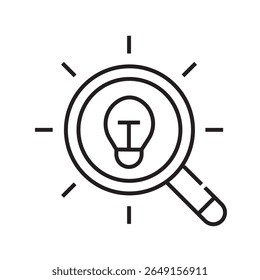 Outline icon of a light bulb and human head, representing creativity, insight, and innovative thinking. Editable stroke. Vector illustration.
