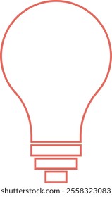 Outline icon of a light bulb made up of simple lines, depicting a classic bulb shape with a filament inside, symbolizing ideas, creativity, and innovation