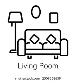 An outline icon of living room 