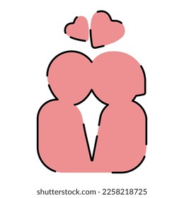 Outline icon love theme, romance, February 14, Valentine's Day. Design elements, white background. Red or pink. Cute cartoon style 