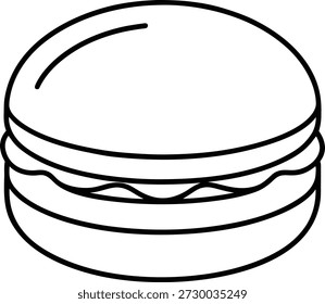 Outline icon of a macaron on a white background