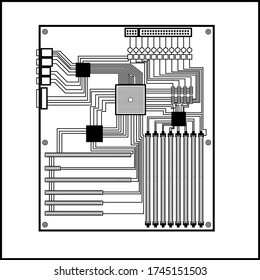 Outline icon mainboard,motherboard,style isolated on white background.