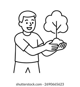 outline icon man with a tree vector on a white background
Vector icon on a white background