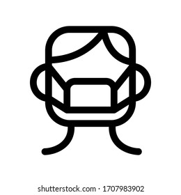 Outline Icon of man use medical mask for protection from corona virus
