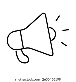 Outline icon of megaphone for digital marketing, SEO, or online promotion. Suitable for web campaigns. Editable stroke, linear style. vector illustration