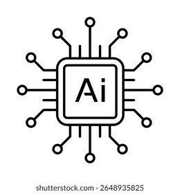 Ícone de esboço do microchip Simbolizando o conceito da tecnologia de inteligência artificial e inovações da computação na era digital moderna