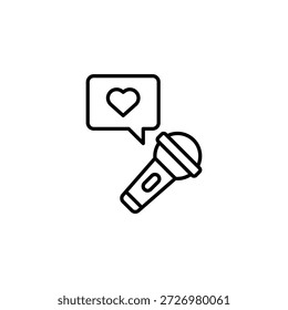 Outline Icon Microphone Speech Bubble Heart Love Singing Performance Vocalist