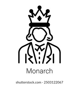 An outline icon of a monarch 