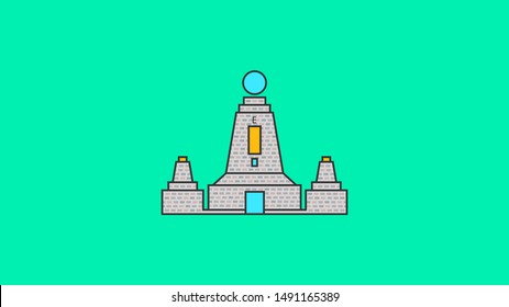 Outline Icon monument Ecuador Quito City Mitad del Mundo. Cityscape monument symbol building. Vector Illustration linear art design style. Business Travel and Tourism Concept  Historic Architecture.