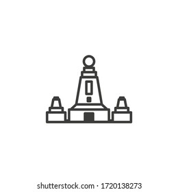 Outline Icon monument Ecuador Quito City Mitad del Mundo. Cityscape monument symbol building. Vector Illustration linear art design style. Business Travel and Tourism Concept Historic Architecture.