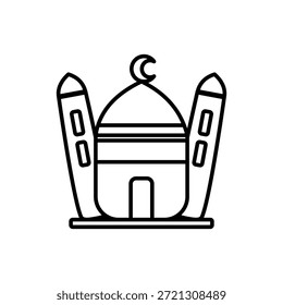 Icono de una mezquita que representa la adoración islámica, la oración y las reuniones religiosas durante las celebraciones de Ramadán y Eid