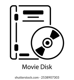 An outline icon of movie disk 