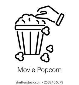 An outline icon of movie popcorn 