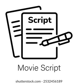 Um ícone de estrutura de tópicos do script do filme 