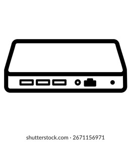 El icono de contorno del conmutador de red muestra sus puertos de conexión y se utiliza para conectar dispositivos en una red.