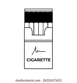 Outline icon of an open cigarette pack
   with several cigarettes visible, ready to
   be taken, ideal for depicting daily
   smoking habits. Vector isolated outline
   drawing. Editable stroke.