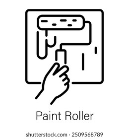 An outline icon of paint roller 