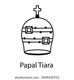 An outline icon of papal tiara