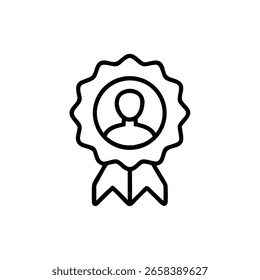 Ícone de estrutura de tópicos para uma pessoa em um emblema de faixa de opções de prêmio da roseta