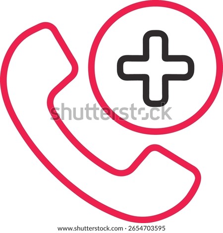 Outline icon of a phone receiver with Plus symbol