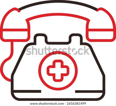 Outline icon of phone receiver with plus symbol