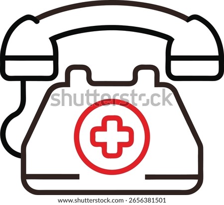 Outline icon of phone receiver with plus symbol