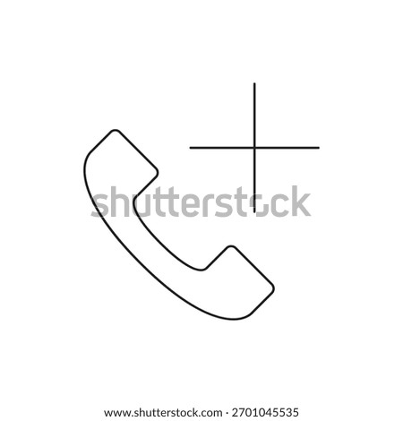 Outline icon of a phone receiver with a plus sign, for adding a new contact