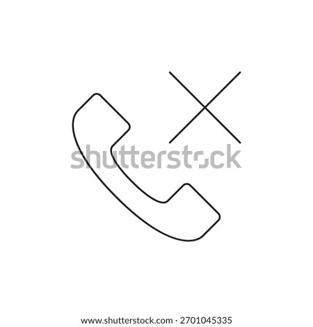 Outline icon of a phone receiver with an 'X' symbol for terminating a call