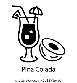 An outline icon of pina colada glass 