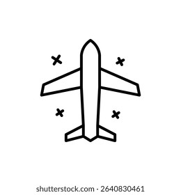 Outline Icon of Plane from Above Thin Line for Travel Airline or Sky Navigation Concept