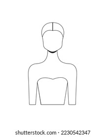 Outline Icon Portrait of Woman Neckline Outline Illustration Silhouette Woman Neckline Symbol Model Portrait Linear Female Dress Neckline Style Line Icon neck line on woman mannequin