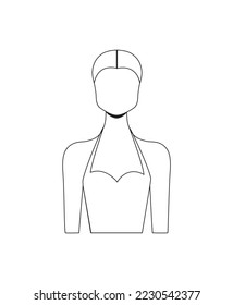 Outline Icon Portrait of Woman Neckline Outline Illustration Silhouette Woman Neckline Symbol Model Portrait Linear Female Dress Neckline Style Line Icon neck line on woman mannequin