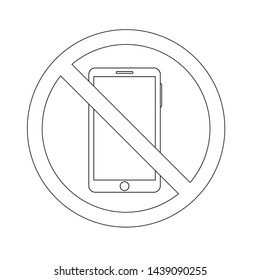 outline icon prohibition of using a smartphone. phone concept vector illustration