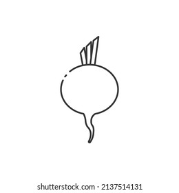 Outline icon of radish. Radish icon. Fresh, vegetable, and whole. Vegetable cartoon.