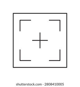 Outline icon representing the autofocus target or viewfinder square of a camera.