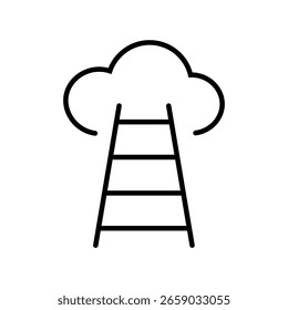 Icono de esquema que representa la nube con flechas, simbolizando la transformación digital y la planificación estratégica utilizando la tecnología de la nube en el crecimiento del negocio.
